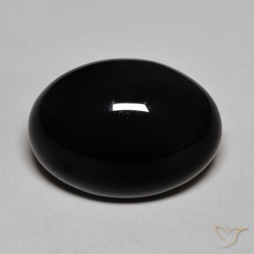 Onice naturale nero da 12,32 ct, taglio ovale, opaco