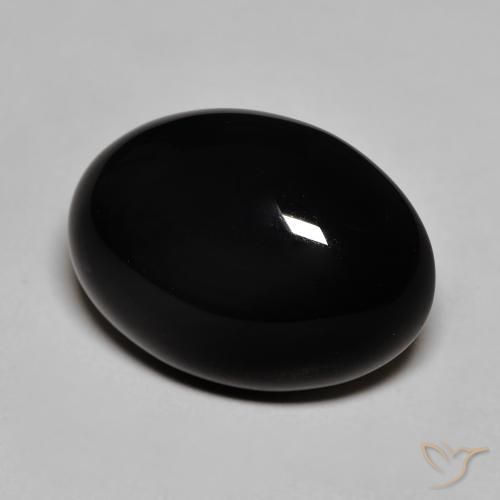 Onice naturale nero da 12,32 ct, taglio ovale, opaco