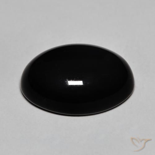 Onice naturale nero da 12,32 ct, taglio ovale, opaco