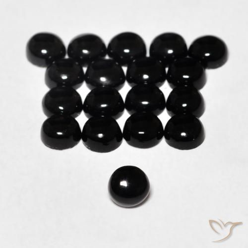 0.15ct Naturale Nero Onice, Rotondo, Opaco