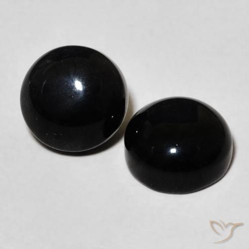 Gemme di Onice Nero naturale da 3.10 ct, Rotondo, Opaco