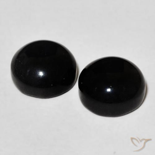 Gemme di Onice Nero naturale da 3.10 ct, Rotondo, Opaco
