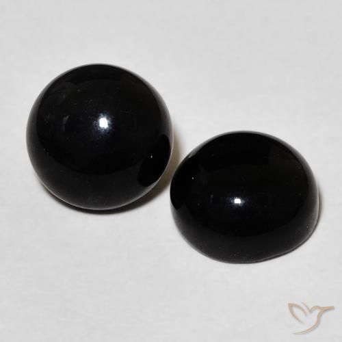 Gemme di Onice Nero naturale da 3.03 ct, Rotondo, Opaco