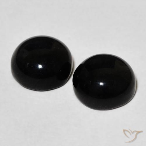 Gemme di Onice Nero naturale da 3.03 ct, Rotondo, Opaco