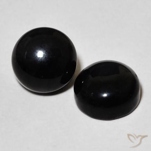 Gemme di Onice Nero naturale da 3.27 ct, Rotondo, Opaco