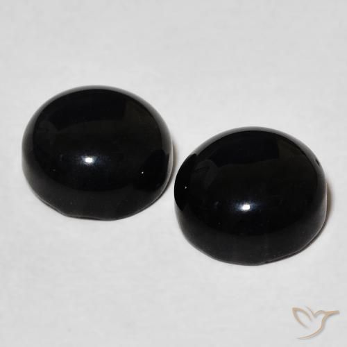 Gemme di Onice Nero naturale da 3.27 ct, Rotondo, Opaco