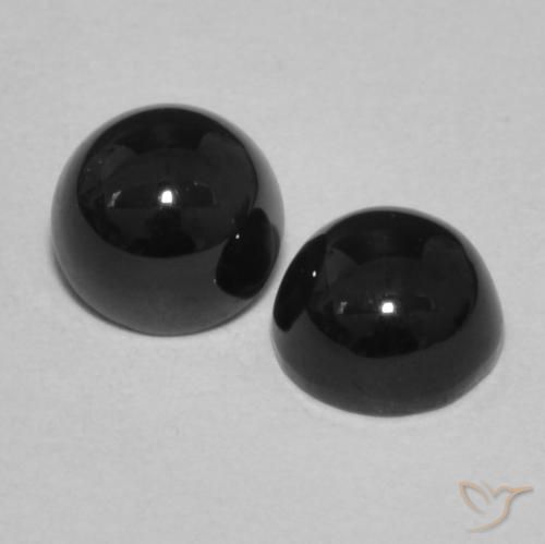 Gemme di Onice Nero naturale da 2.24 ct, Rotondo, Opaco
