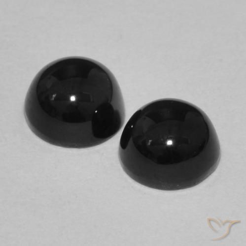 Gemme di Onice Nero naturale da 2.24 ct, Rotondo, Opaco