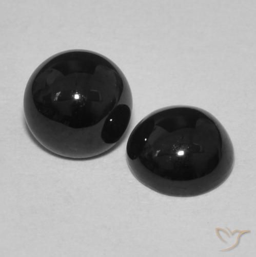 Gemme di Onice Nero naturale da 1.84 ct, Rotondo, Opaco