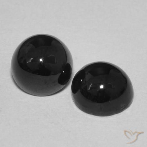 Gemme di Onice Nero naturale da 2.17 ct, Rotondo, Opaco