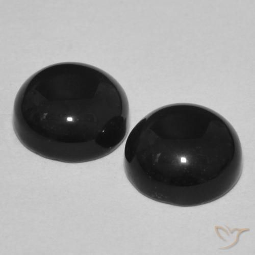 Gemme di Onice Nero naturale da 2.88 ct, Rotondo, Opaco