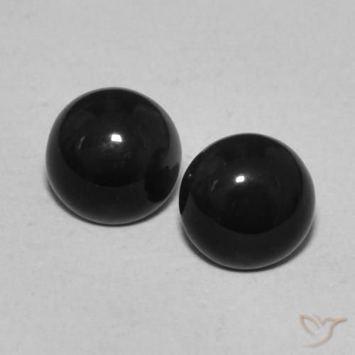 Gemme di Onice Nero naturale da 1.44 ct, Taglio rotondo, Opaco