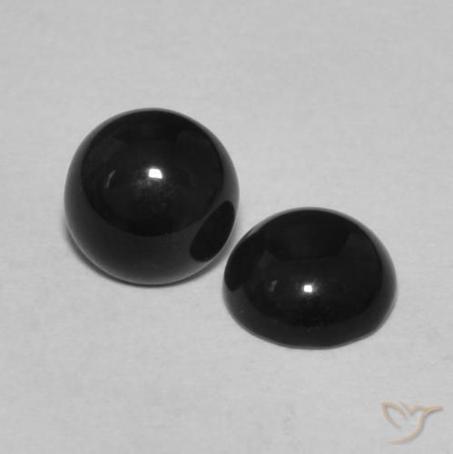 Gemme di Onice Nero naturale da 1.44 ct, Taglio rotondo, Opaco
