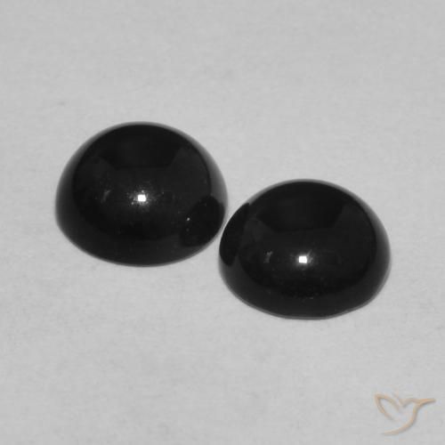 Gemme di Onice Nero naturale da 1.44 ct, Taglio rotondo, Opaco