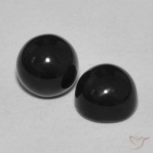 Gemme di Onice Nero naturale da 2.48 ct, Rotondo, Opaco