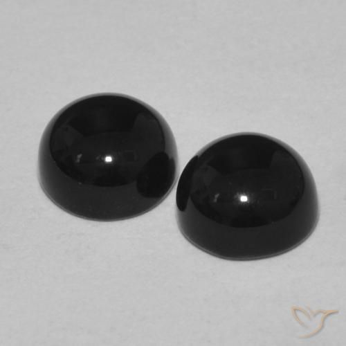 Gemme di Onice Nero naturale da 2.31 ct, Rotondo, Opaco