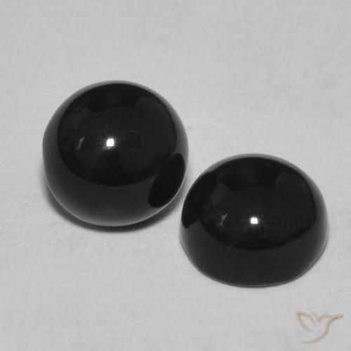 Gemme di Onice Nero naturale da 2.41 ct, Rotondo, Opaco