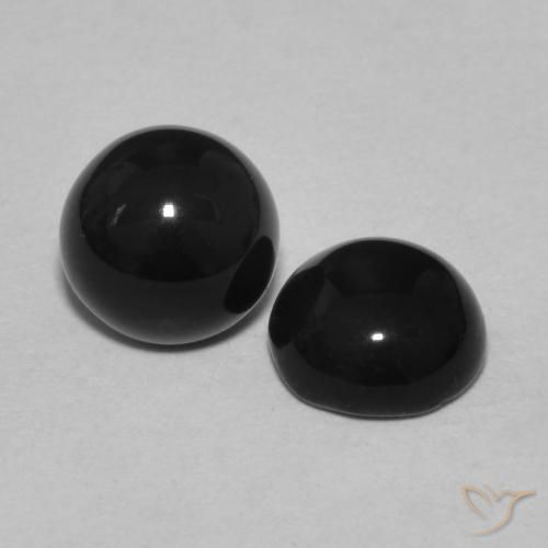 Gemme di Onice Nero naturale da 2.06 ct, Rotondo, Opaco