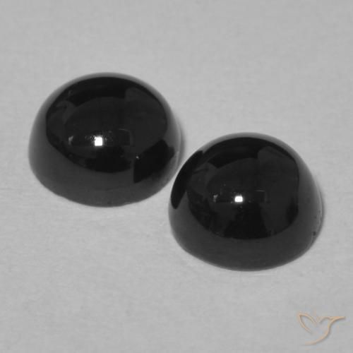 Gemme di Onice Nero naturale da 2.05 ct, Rotondo, Opaco