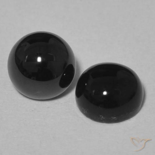 Gemme di Onice Nero naturale da 1.78 ct, Rotondo, Opaco