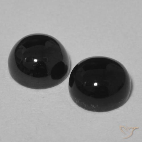 Gemme di Onice Nero naturale da 1.78 ct, Rotondo, Opaco
