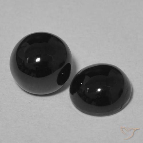 Gemme di Onice Nero naturale da 1.98 ct, Rotondo, Opaco