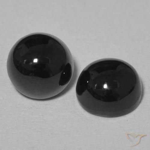 Gemme di Onice Nero naturale da 2.26 ct, Rotondo, Opaco