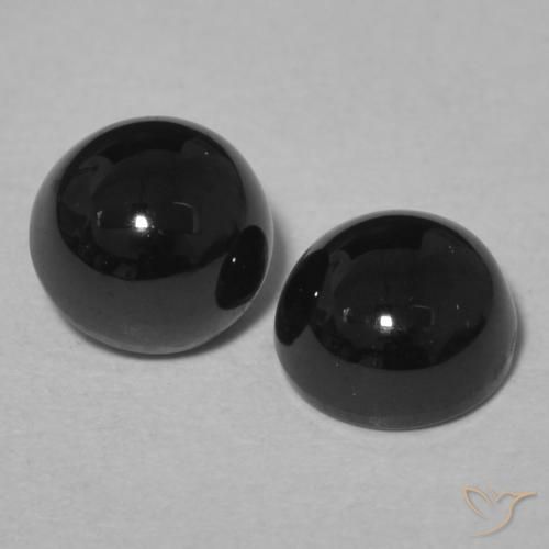 Gemme di Onice Nero naturale da 2.36 ct, Rotondo, Opaco