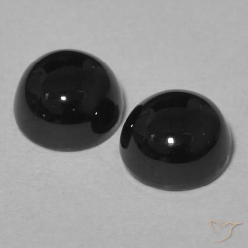 Gemme di Onice Nero naturale da 2.36 ct, Rotondo, Opaco
