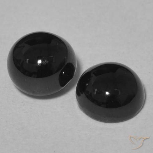 Gemme di Onice Nero naturale da 2.16 ct, Rotondo, Opaco