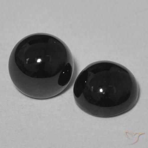Gemme di Onice Nero naturale da 2.06 ct, Rotondo, Opaco