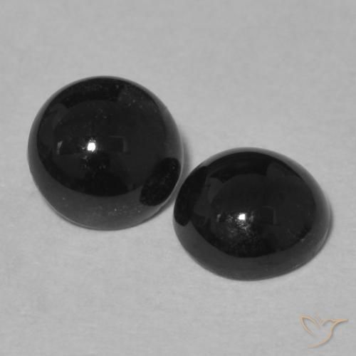 Gemme di Onice Nero naturale da 1.70 ct, Rotondo, Opaco