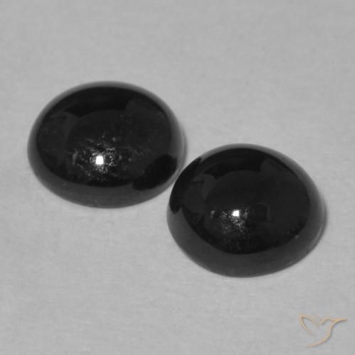 Gemme di Onice Nero naturale da 1.70 ct, Rotondo, Opaco