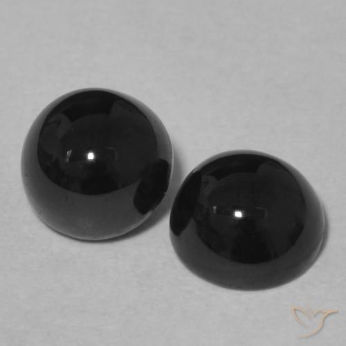 Gemme di Onice Nero naturale da 2.19 ct, Rotondo, Opaco