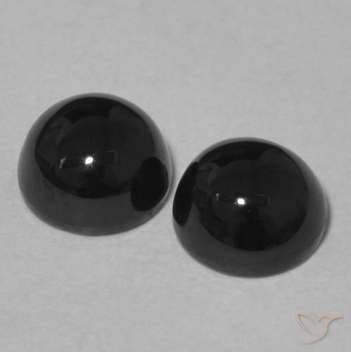 Gemme di Onice Nero naturale da 2.19 ct, Rotondo, Opaco