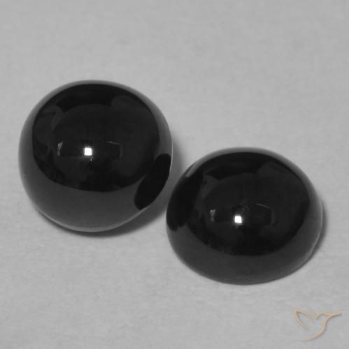 Gemme di Onice Nero naturale da 2.12 ct, Rotondo, Opaco