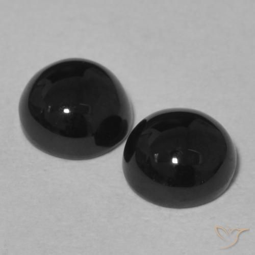 Gemme di Onice Nero naturale da 2.12 ct, Rotondo, Opaco
