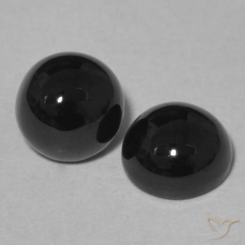 Gemme di Onice Nero naturale da 2.21 ct, Rotondo, Opaco