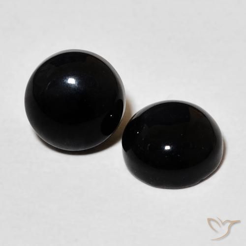 Gemme di Onice Nero naturale da 2.86 ct, Rotondo, Opaco