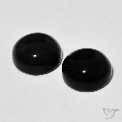 Gemme di Onice Nero naturale da 2.86 ct, Rotondo, Opaco