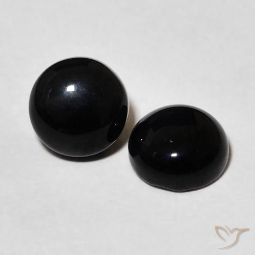 Gemme di Onice Nero naturale da 2.90 ct, Rotondo, Opaco