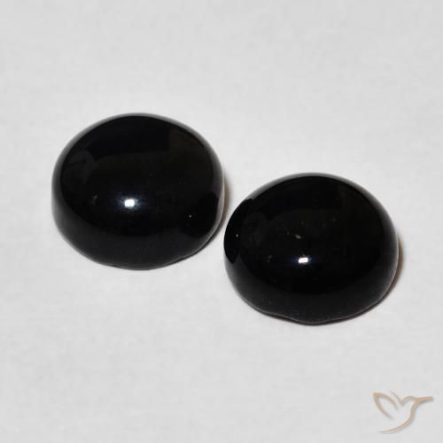 Gemme di Onice Nero naturale da 2.90 ct, Rotondo, Opaco
