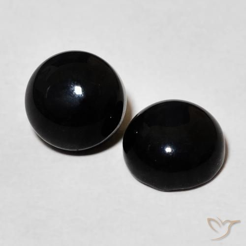 Gemme di Onice Nero naturale da 3.11 ct, Rotondo, Opaco
