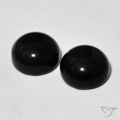 Gemme di Onice Nero naturale da 3.11 ct, Rotondo, Opaco