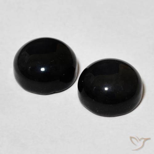 Gemme di Onice Nero naturale da 3.36 ct, Rotondo, Opaco