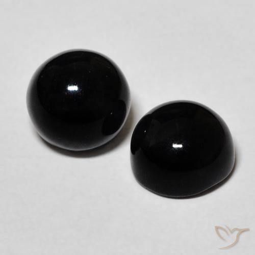 Gemme di Onice Nero naturale da 2.58 ct, Rotondo, Opaco