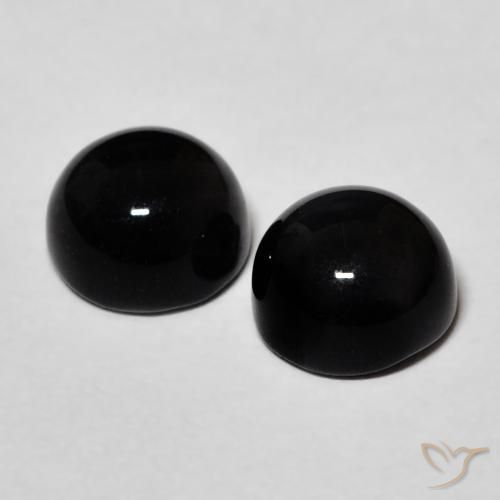 Gemme di Onice Nero naturale da 2.58 ct, Rotondo, Opaco