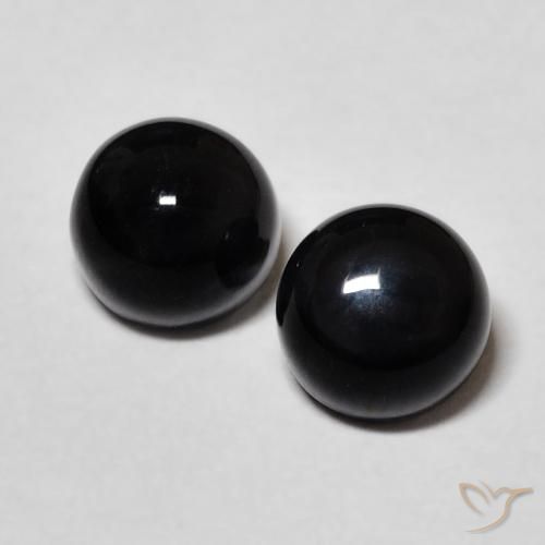 Onice naturale nero da 2,43 ct, taglio rotondo, opaco