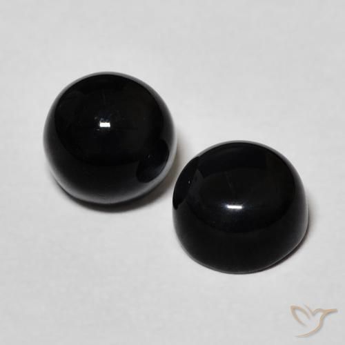 Onice naturale nero da 2,43 ct, taglio rotondo, opaco