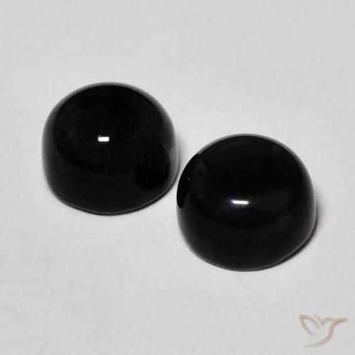 Onice naturale nero da 2,43 ct, taglio rotondo, opaco